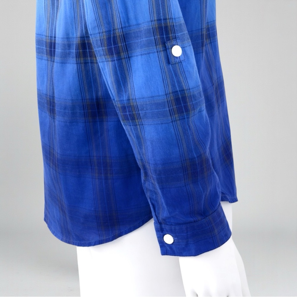 Cato V-Neck Dip-Dyed Plaid Double Pocket Flannel - Picture 7 of 11